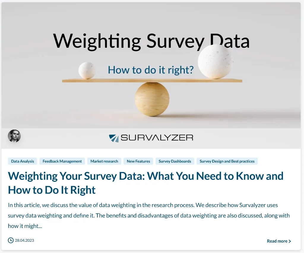 Survalyzer — artykuł Weighting Survey Data na blogu